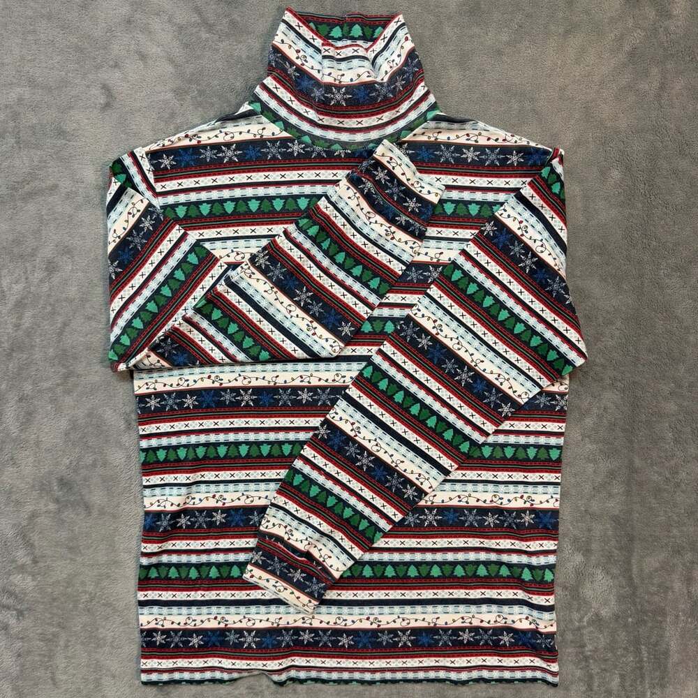 Basic Editions Holiday Turtleneck Sweater Size Small Chico Multicolor Christmas